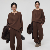 ZzZHANG｜定制B囤_懒人宽松落肩剪形V领设计卫衣长裤 套装