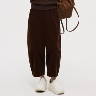 ZzZHANG｜解构艺术家_美拉德风灯芯绒秋冬季 条绒宽松休闲弯刀裤