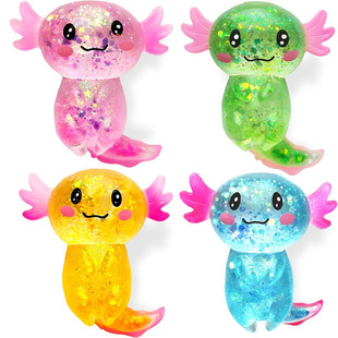 4pcs Malt Sugar Axolotl Squishy Stress Relief Glitter  Toys