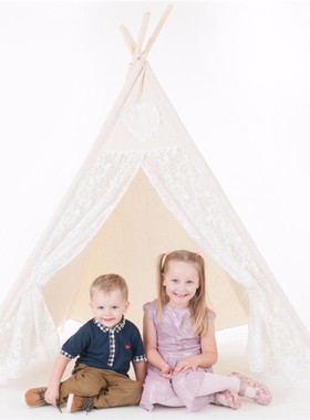 ins 白色野餐印第安风格大人儿童帐篷室内公主蕾丝派对少女游戏屋