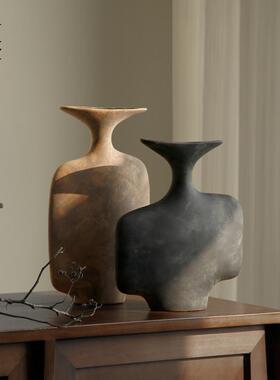 栗石侘寂风民宿设计感陶瓷小花瓶摆件新中式复古创意客厅玄关花器