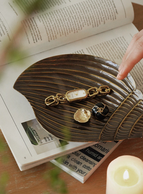 轻奢高档黄铜贝壳收纳托盘首饰盘