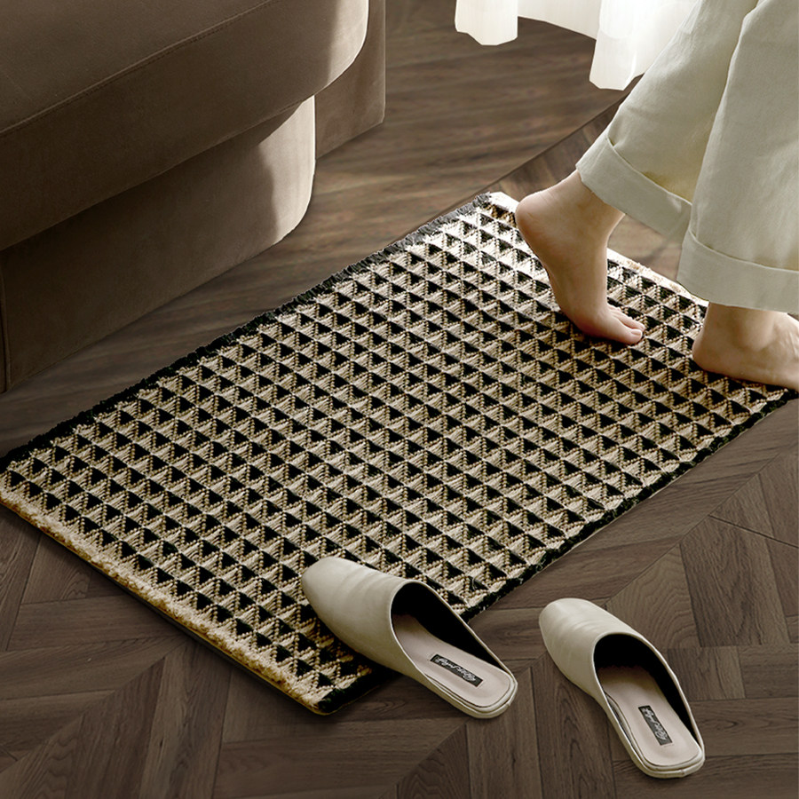 栗石侘寂风进口手工编织黄麻入户地毯法式高级感家用玄关进门地垫,居家布艺,地毯,淘宝优惠券,粉丝福利购,淘宝优惠卷