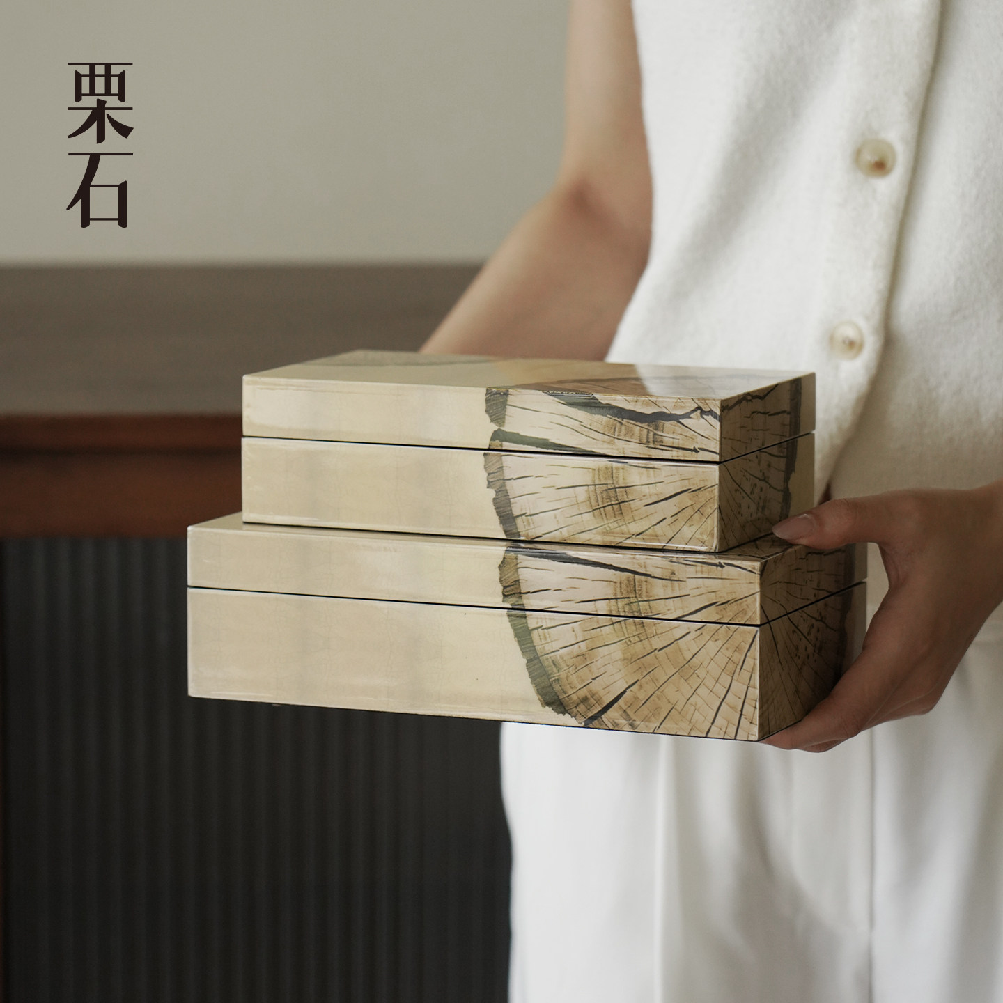 新中式钢琴漆纸巾盒收纳盒托盘图片