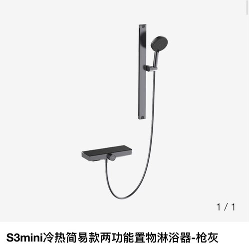R&T瑞尔特卫浴淋浴花洒简易款两功能置物淋浴器枪灰色S3mini