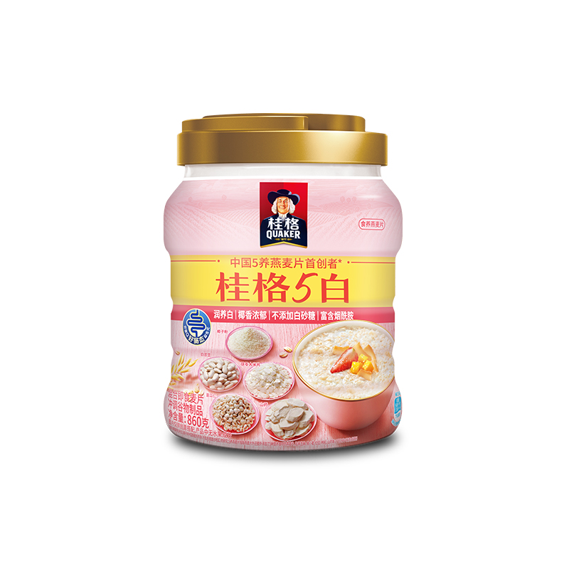 桂格5白混合即食燕麦片860g*1罐装冲饮营养早餐代餐