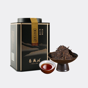 长盛川湖北青砖茶黑金散装免撬砖茶230g便携式老料罐装耐泡黑茶叶