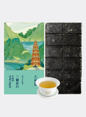 长盛川湖北青砖茶巧克力型生砖茶薄片100g小方片饼干茶免撬黑茶叶