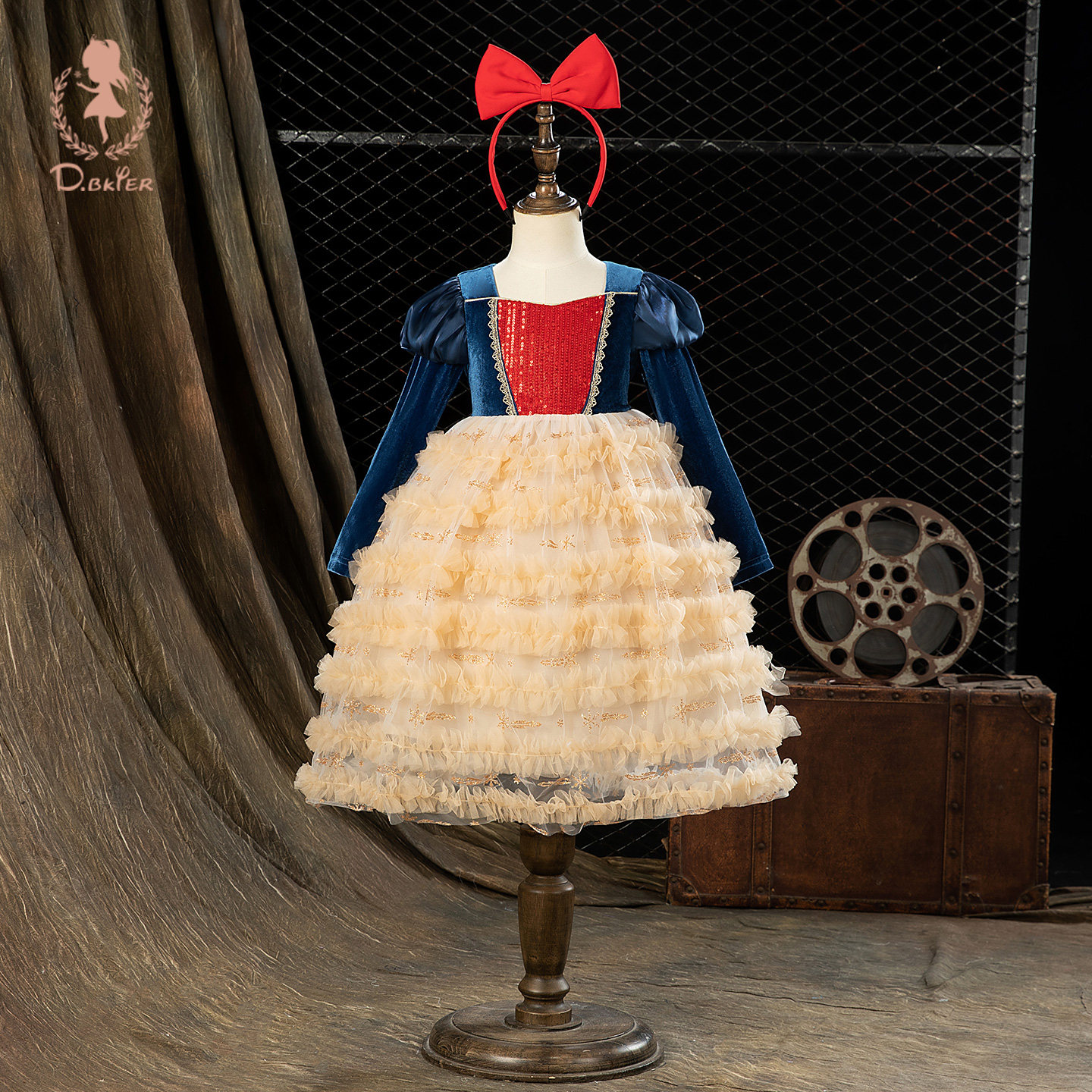 Hi！Fish童装女童重工白雪公主裙女宝宝生日礼服表演服装日常可穿