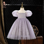 Fish女童连衣裙夏装 儿童生日礼服蓬蓬纱星星闪亮女孩公主裙子