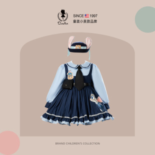 Hi！Fish女童连衣裙子秋季兔子警官衣服儿童生日礼物cosplay服装