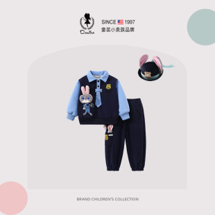 女童巨好看 春装 兔子警官儿童衣服洋气男孩女孩 Fish男童套装