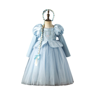 Hi!Fish灰姑娘公主裙女童秋季艾莎生日长袖礼服爱莎儿童服装裙子