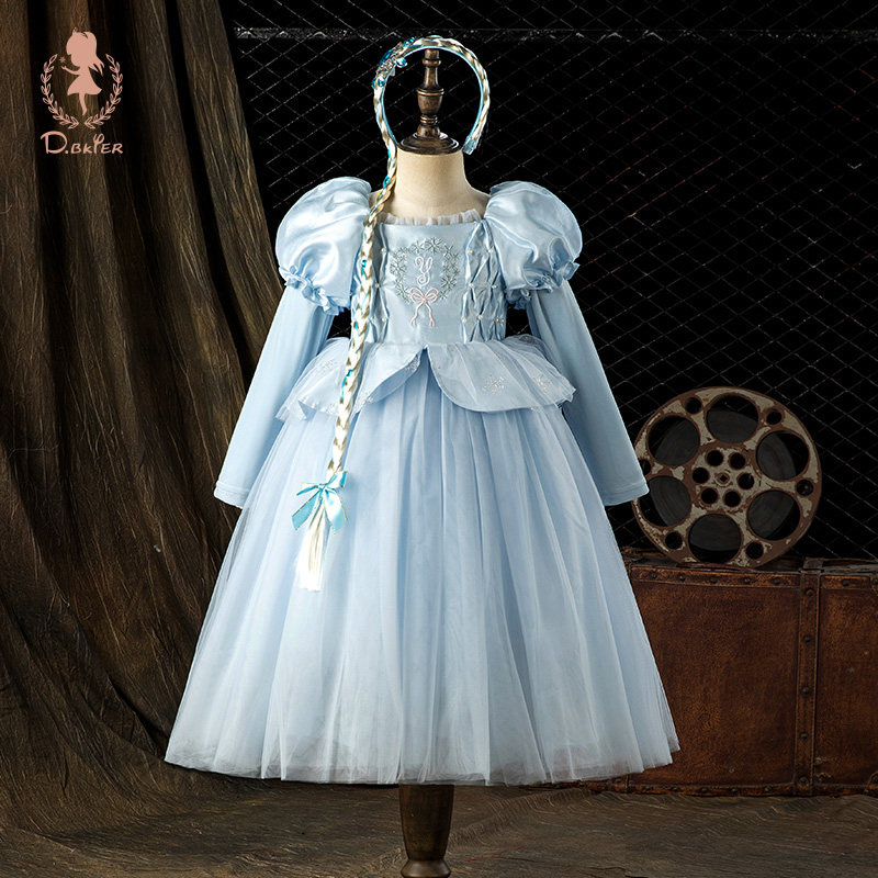 Hi！Fish灰姑娘公主裙女童秋季艾莎生日长袖礼服爱莎儿童服装裙子