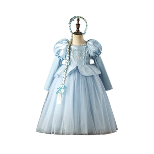 Hi！Fish灰姑娘公主裙女童冰雪奇缘爱莎连衣裙生日艾莎礼服裙子