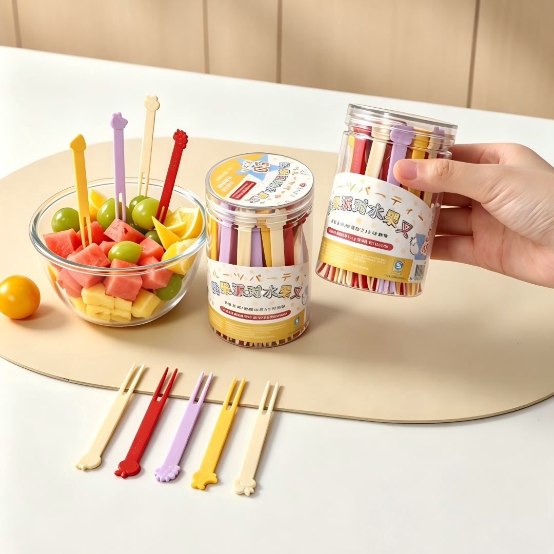 日本一次性叉子家用食品级塑料蛋糕甜品小叉子儿童宝宝便携水果叉