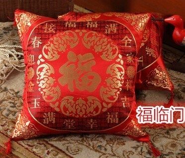 Jubilation bright red Ribbon Whole family Blessing Square Shape pillow Pillows Cushion cover sofa Pillowin the Home Fabric , Pillow/Pillow  category - from Buy2taobao.com to provide professional Taobao agent buy service