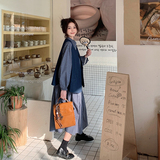 韩版设计感减龄格纹连衣裙女2025春季新款休闲牛仔马甲，女装连衣裙，2C005