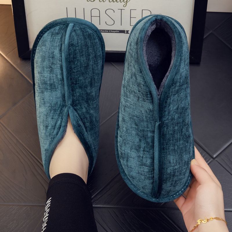 秋冬季棉拖鞋包跟男女室内家居家情侣防滑保暖厚底布艺牛筋底棉鞋