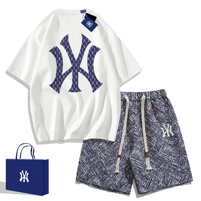 爆款一折区潮牌短袖套装男夏季新款纯棉休闲运动服青年短裤两件套