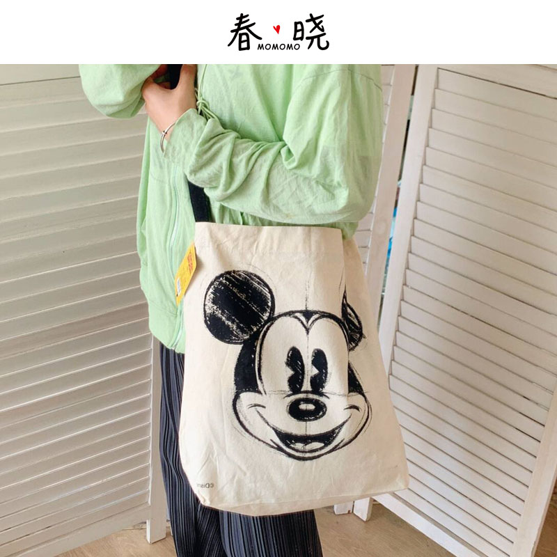 ins款小众文艺布包 卡通小清新 帆布包单肩斜挎包 简约时尚包包