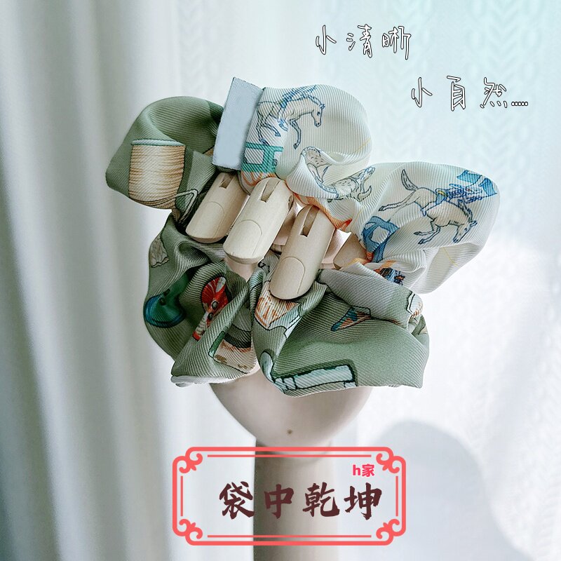【袋中乾坤】绿色清新头花大肠发圈女高级感轻奢风头绳发量少双层