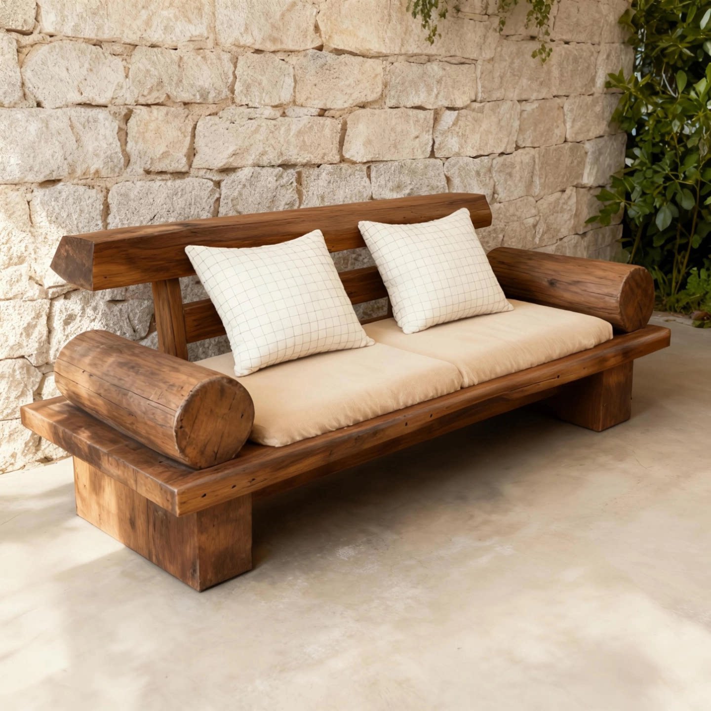 新中式侘寂风全实木沙发椅民宿别墅客厅休闲三人位沙发原木风家具