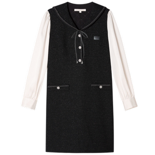PSALTER诗篇冬披肩领粗花呢学院小香风连衣裙