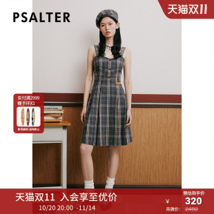 诗篇夏修身 纹背带裙连衣裙 显瘦减龄学院风格