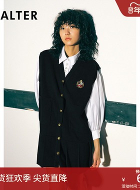 PSALTER诗篇秋宽松白衬衫v领针织连衣裙两件套