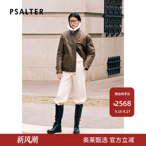 PSALTER诗篇复古光泽涂层皮毛翻边箱型羽绒服2025冬季款