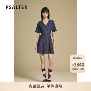 PSALTER诗篇时髦学院感V领修身牛仔连衣裙2025秋款