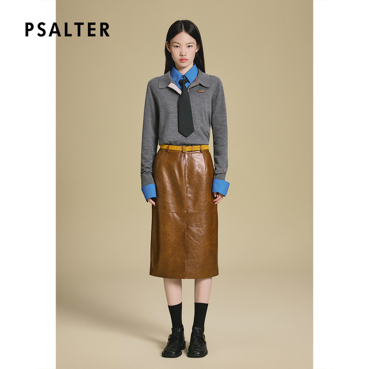PSALTER诗篇学院风真两件撞色衬衫毛衫两件套2025秋款z