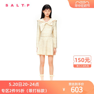 折纸蝴蝶结水手领格纹甜美上衣短外套 SALT.P可颜2024春新款