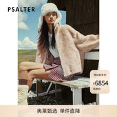 PSALTER诗篇立领宽松皮毛一体短款 皮草外套2025冬款