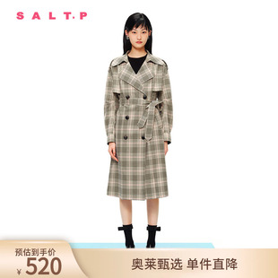 SALT.P可顏2024春甜酷學院風收腰威爾士親王格紋風衣