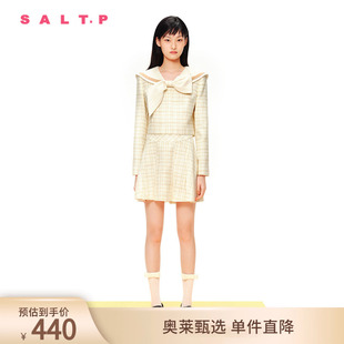 SALT.P可颜2024春折纸蝴蝶结水手领格纹甜美上衣短外套