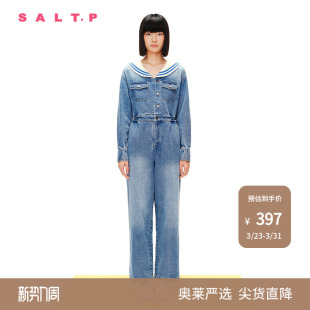 SALT.P可颜春航海水手领复古工装 丹宁牛仔连体裤