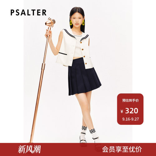 【春夏主推】PSALTER诗篇字母绣花披肩海军领无袖马甲