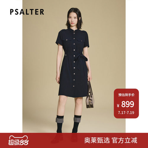 【断码】PSALTER诗篇三醋酸学院感系带修身连衣裙2025夏款