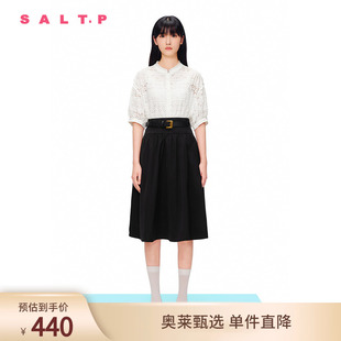 配吊帶夏 SALT.P可顏全棉鏤空提花蕾絲木耳邊襯衫 100%純棉