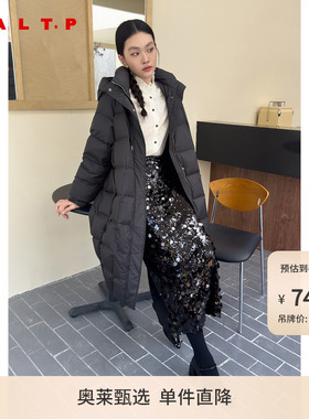 SALT.P可颜高克重白鸭绒高密盐缩直充连帽长款羽绒服冬