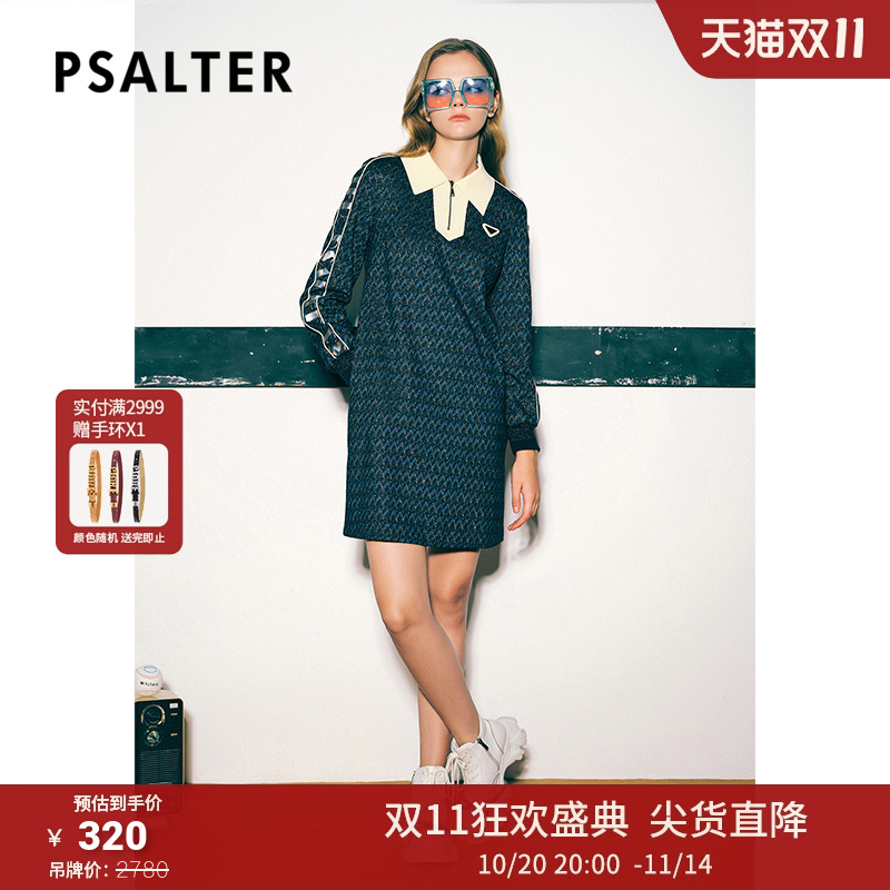 PSALTER诗篇冬宽松翻领羊毛提花卫衣裙连衣裙
