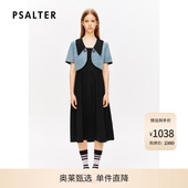 诗篇专选撞色翻领牛仔外套黑色吊带连衣裙两件套夏款