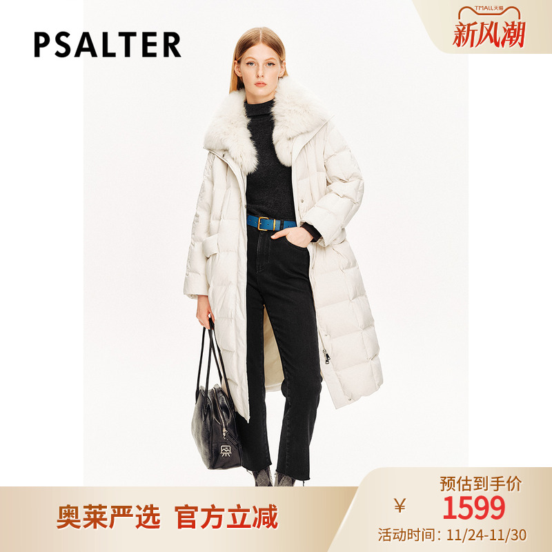 PSALTER诗篇可拆卸狐狸毛大翻领长款茧型鹅绒服羽绒服冬款