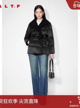 SALT.P可颜鹅绒服泰迪毛大翻领系带复古白鹅绒羽绒服冬季款