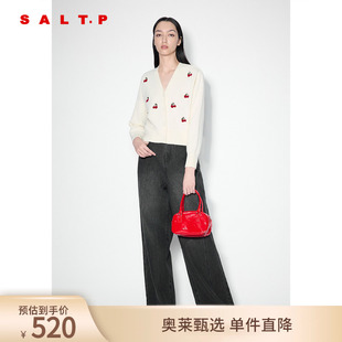 2024秋 樱桃可可 SALT.P可颜v领甜美学院风樱桃刺绣开衫 毛针织衫