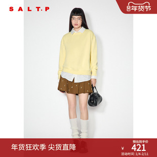 SALT.P可颜2025春装奶油黄宽松落肩圆领卫衣女休闲风上衣