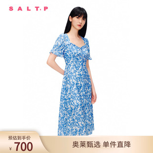 田园风印花连衣裙 桑蚕丝 SALT.P可颜2024夏法式 方领泡泡袖