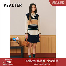 PSALTER诗篇冬学院风衬衫条纹羊毛针织背心两件套